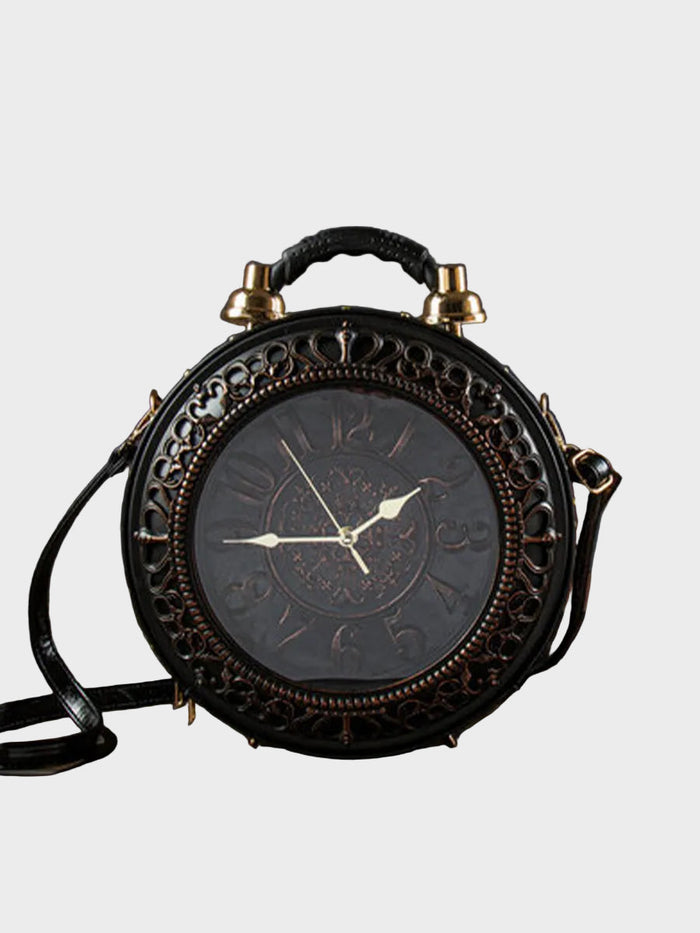 Vintage Clock-Detail Crossbody Bag