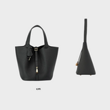 Pebbled Handbag with Lock Detail