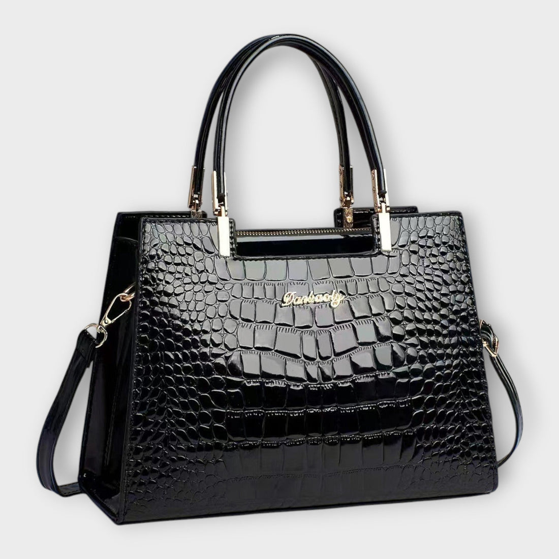 Faux Leather Bag with Crocodile-Embossed Finish