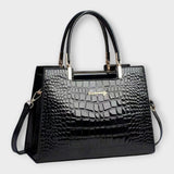Faux Leather Bag with Crocodile-Embossed Finish