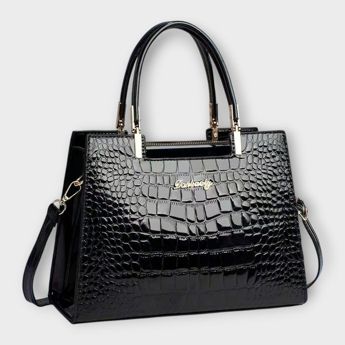 Faux Leather Bag with Crocodile-Embossed Finish
