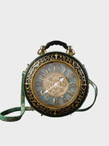 Vintage Clock-Detail Crossbody Bag