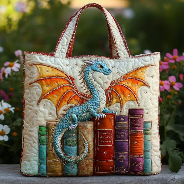 Quilted Bag - Emerald Dragon Guardian of Books