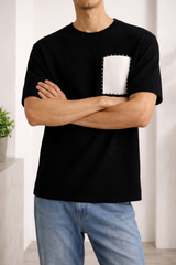 Declan | Men's Textured Knit Short Sleeve T-Shirt with Chest Pocket