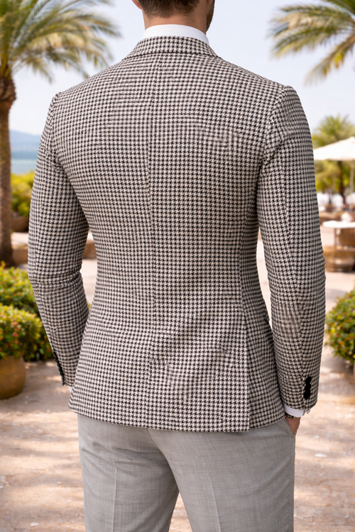 Boris | Houndstooth Tailored Blazer with Notch Lapel and Two Button Closure