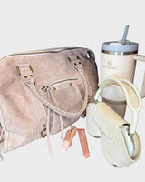 Zip-Top Shoulder Bag with Gold-Tone Hardware