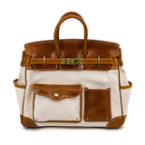 Handmade Full-Grain Leather & Canvas Travel Bag