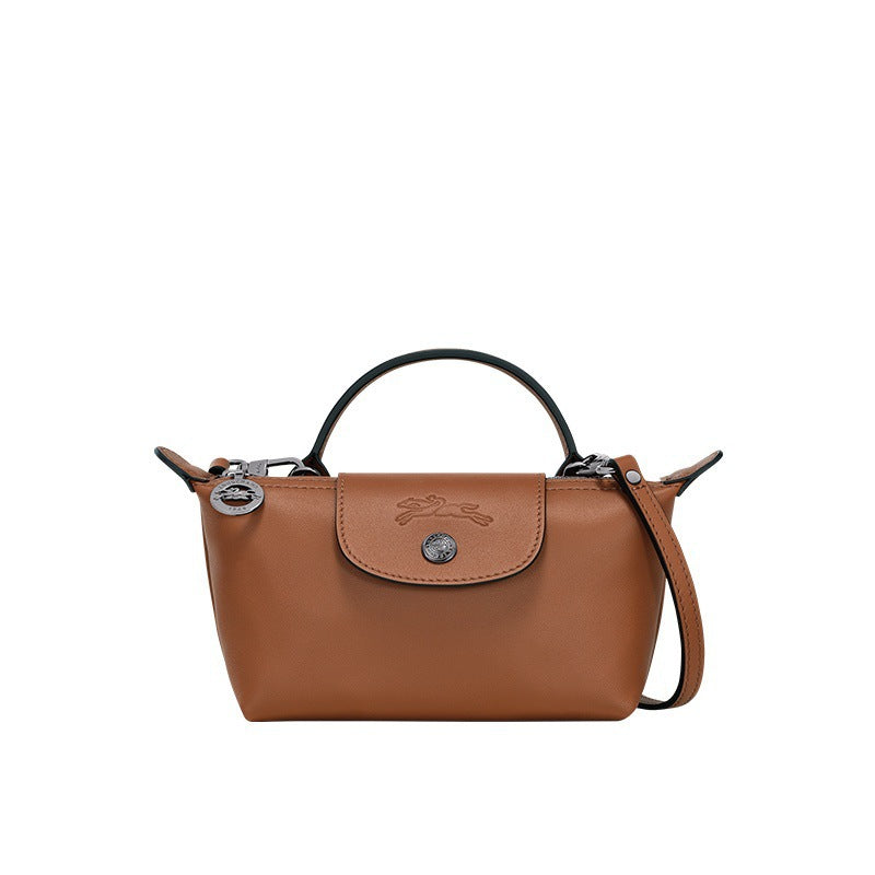 LONGCHAMP MINI LEATHER TOTE - HAZELNUT