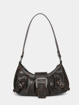Urban Muse Distressed Faux Leather Buckle Hobo Bag