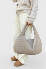 Woven Faux Leather Shoulder Bag