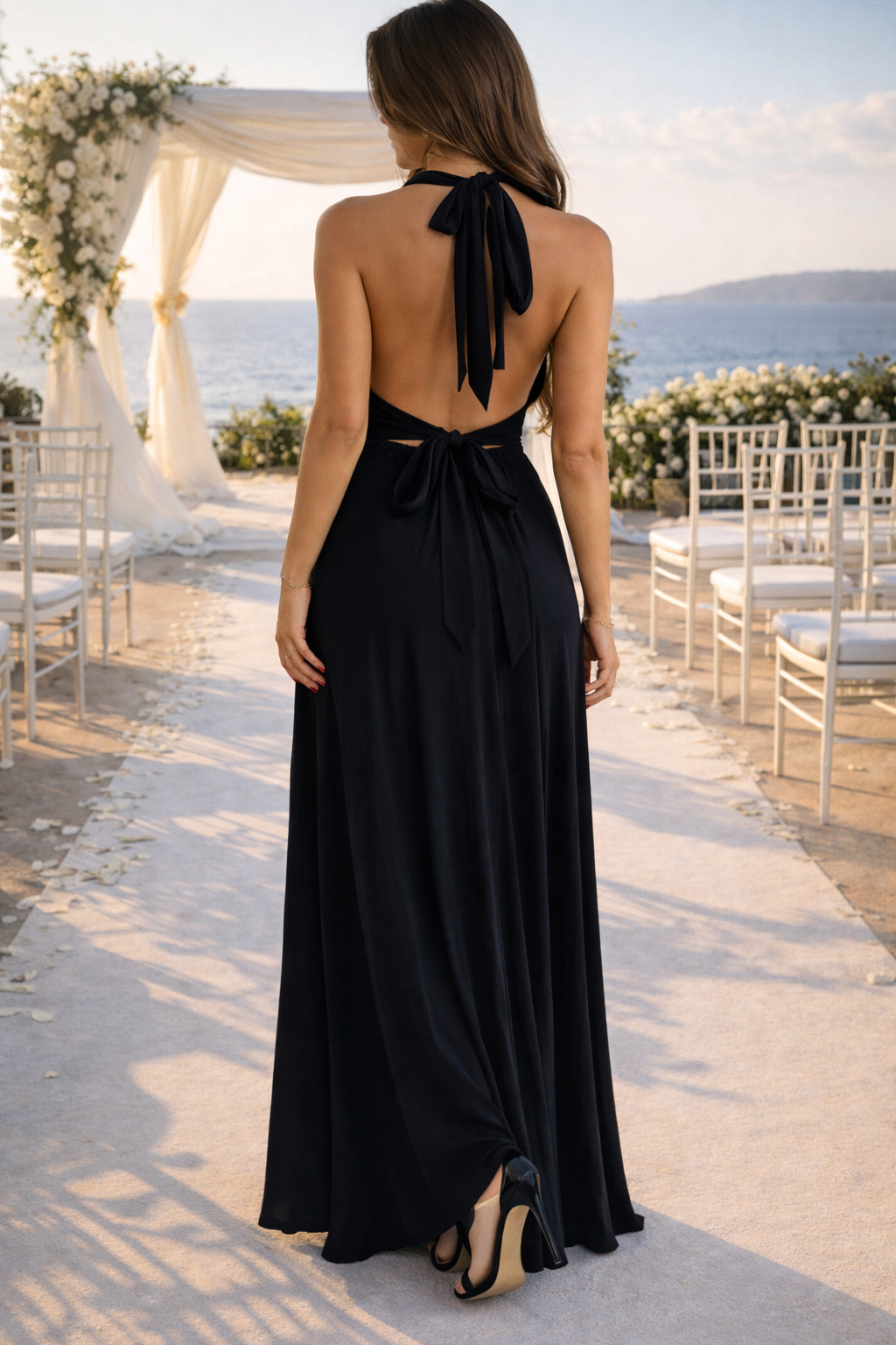 Ada | Halter Neck Backless Maxi Wedding Guest Dress — image 2