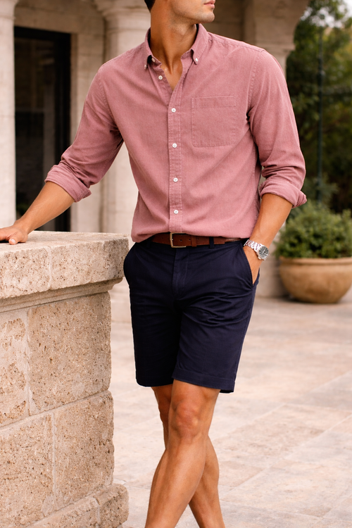 Alfie | Men’s Cotton Button-Down Casual Shirt — Pink, image 2