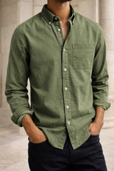 Alfie | Men’s Cotton Button-Down Casual Shirt — Khaki, image 4