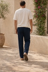 Austin | Men’s Vertical Stripe Linen Drawstring Trousers Relaxed Fit Lightweight — image 2