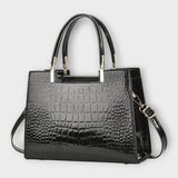 Faux Leather Bag with Crocodile-Embossed Finish