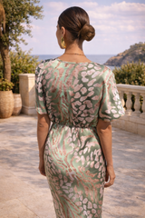 Barbara | Short Sleeve Twist Front V-Neck Bodycon Maxi Dress — image 2