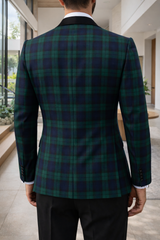 Basil | Tartan Pattern Tailored Blazer with Contrast Lapel and Single Button Closure — image 2