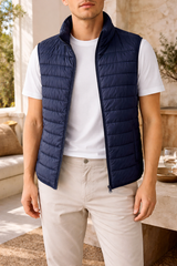 Blake | Men’s Quilted Padded Bodywarmer with Zip Front — Navy, image 2
