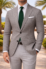 Boris | Houndstooth Tailored Blazer with Notch Lapel and Two Button Closure — Black, image 1