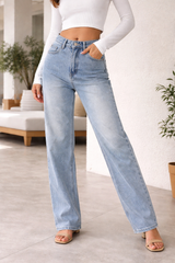 Chloe | Women’s High Waist Wide Leg Denim Jeans — Blue, image 2