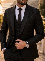 Cian | Men’s Three Piece Patterned Tailored Wedding Suit with Shawl Lapel — image 3