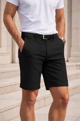 Daniel | Men’s Tailored Stretch Smart Casual Shorts — Black, image 2