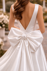 Dorothy | Structured Bow Back High Low Mini Wedding Dress — image 3