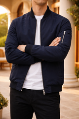 Elliot | Men’s Bomber Jacket Zip Front Lightweight Casual Outerwear — Navy, image 2