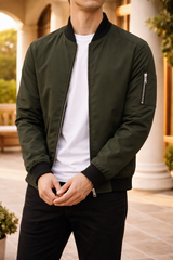 Elliot | Men’s Bomber Jacket Zip Front Lightweight Casual Outerwear — Green, image 4