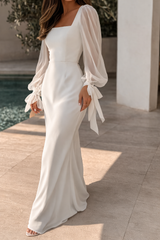 Elodie | Women’s Square Neck Maxi Dress with Long Sheer Sleeves — image 2