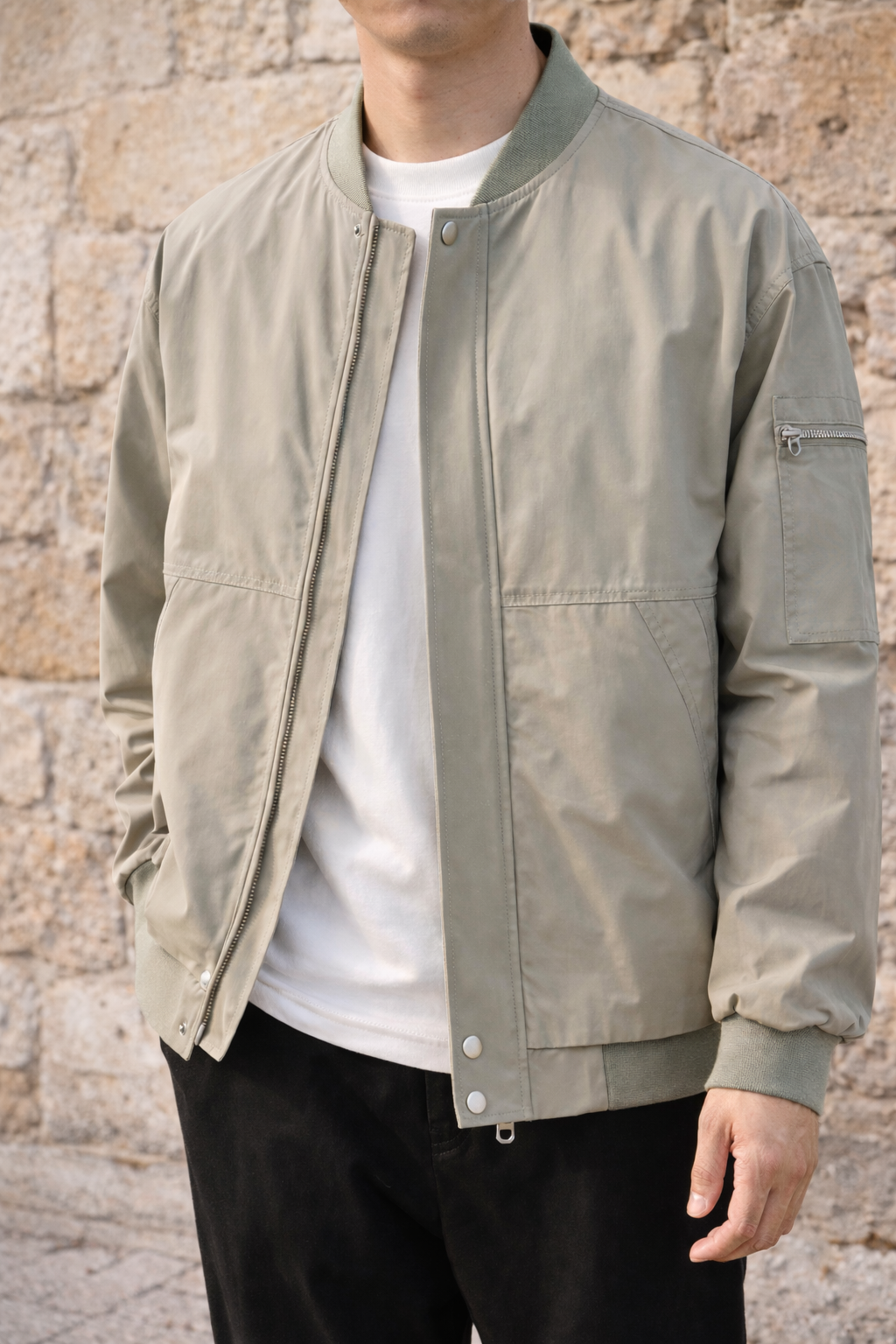 Ethan | Men’s Lightweight Zip Up Bomber Jacket — Dark Green, image 1