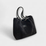 Corduroy Shoulder Bag with Adjustable Strap