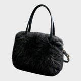 Faux Fur Handbag with Leather Handles
