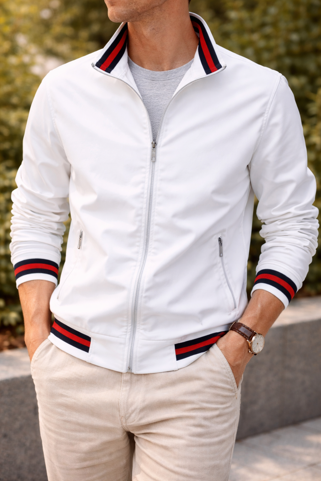 Finley | Men’s Zip-Up Lightweight Jacket — White, image 1