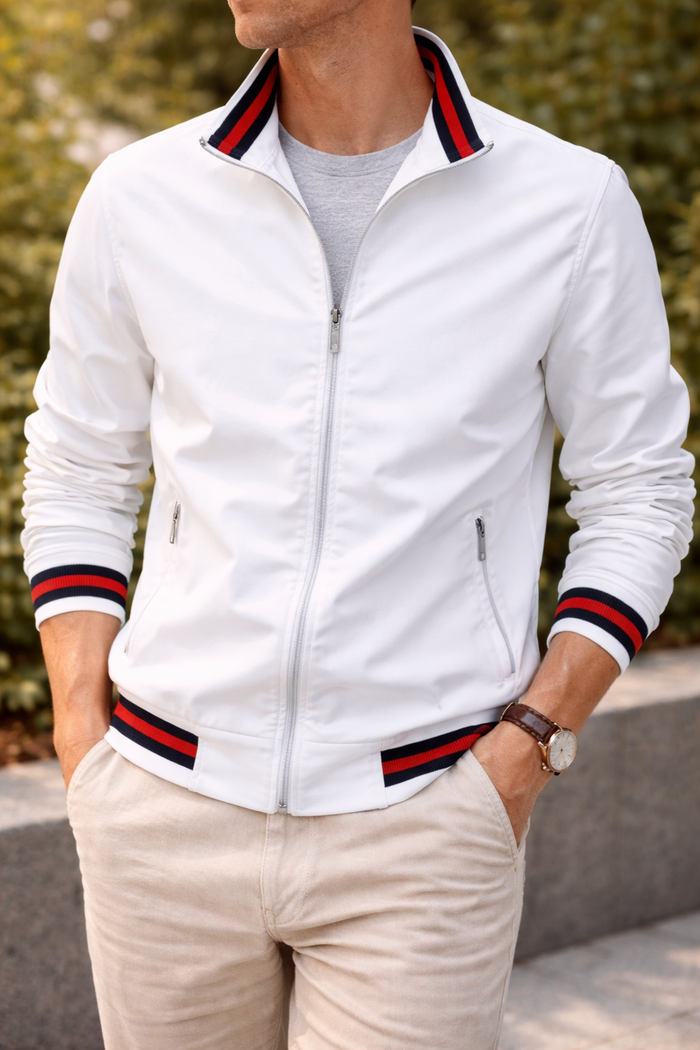 Finley | Men’s Zip-Up Lightweight Jacket — White, image 1