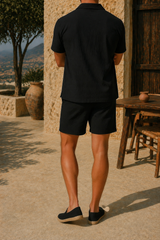 Flynn | Linen Two Piece Set with Short Sleeve Shirt and Relaxed Fit Shorts — image 4