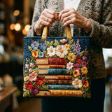 Artisanal Tote Bag - Floral Print and Books