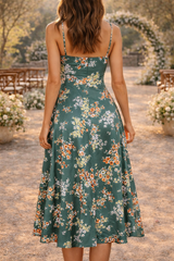 Hailey | Floral Print Tie Front Midi Wedding Guest Dress — image 2