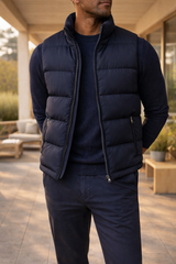 Hudson | Men’s Quilted Padded Bodywarmer with Zip Closure — Navy, image 1