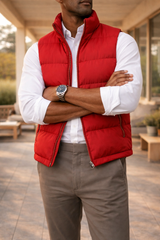 Hudson | Men’s Quilted Padded Bodywarmer with Zip Closure — Red, image 4