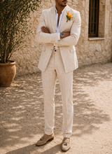 Hunter | Men’s Linen Tailored Two Piece Wedding Suit — Beige, image 3