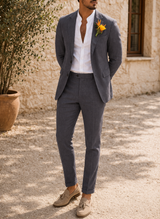 Hunter | Men’s Linen Tailored Two Piece Wedding Suit — image 4