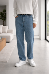Jacob | Men’s Straight Leg Denim Jeans Casual Everyday Trousers — Blue, image 1