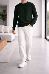 Jacob | Men’s Straight Leg Denim Jeans Casual Everyday Trousers — White, image 2