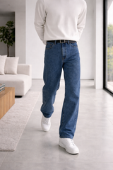 Jacob | Men’s Straight Leg Denim Jeans Casual Everyday Trousers — Navy, image 3