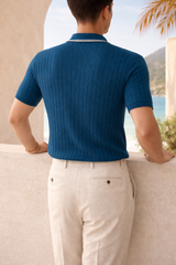 Joey | Men’s Ribbed Knit Polo Shirt Short Sleeve Relaxed Fit — image 3
