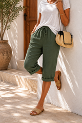 Julia | Women's Loose Fit Casual Shorts — Green, image 3