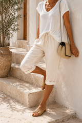 Julia | Women's Loose Fit Casual Shorts — Beige, image 5