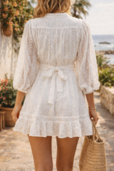 Keira | Long Sleeve Lace Detail V-Neck Mini Dress — image 2