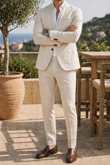 Kingston | Men’s Linen 2 Piece Suit Blazer and Trousers Set — Beige, image 2